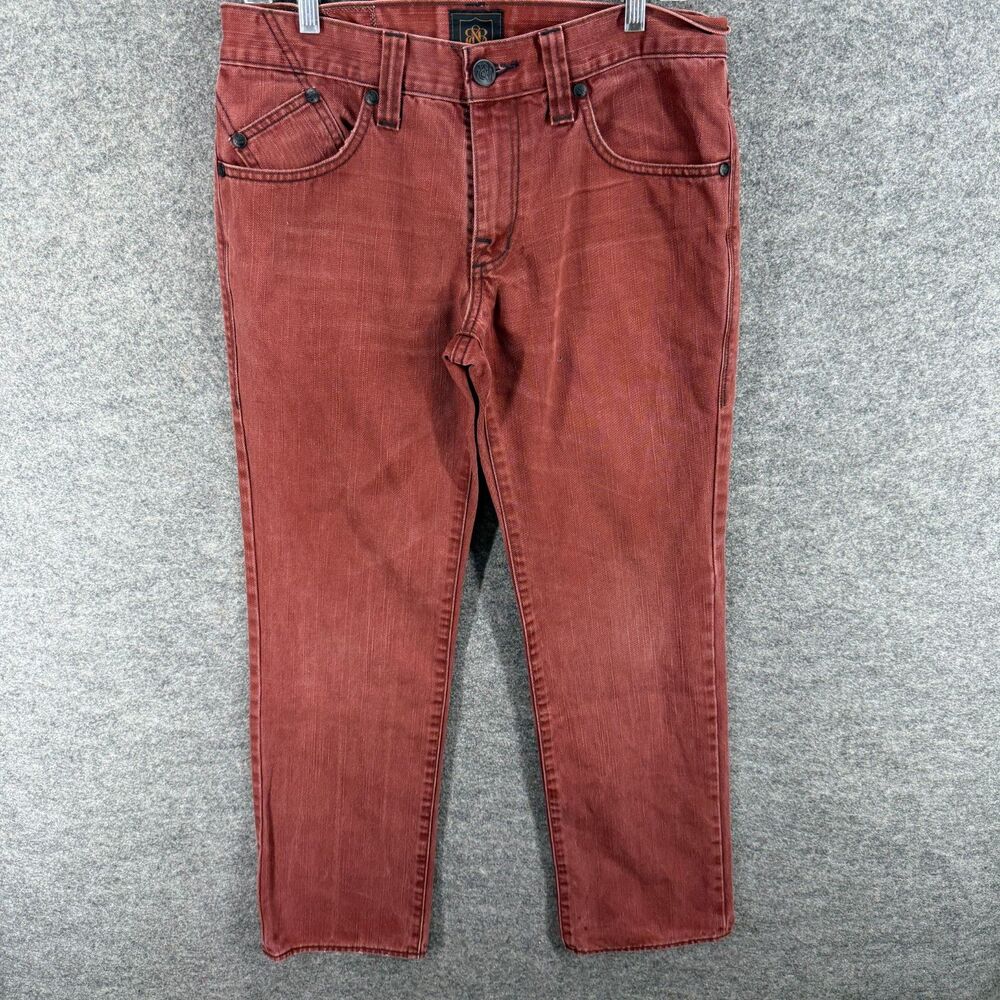 Rock & Republic Jeans Men 32*30 Red Denim Medium Wash Straight Mid Rise Pockets